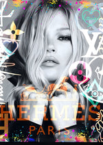 Kate Moss artwork printed on MDF wall poster