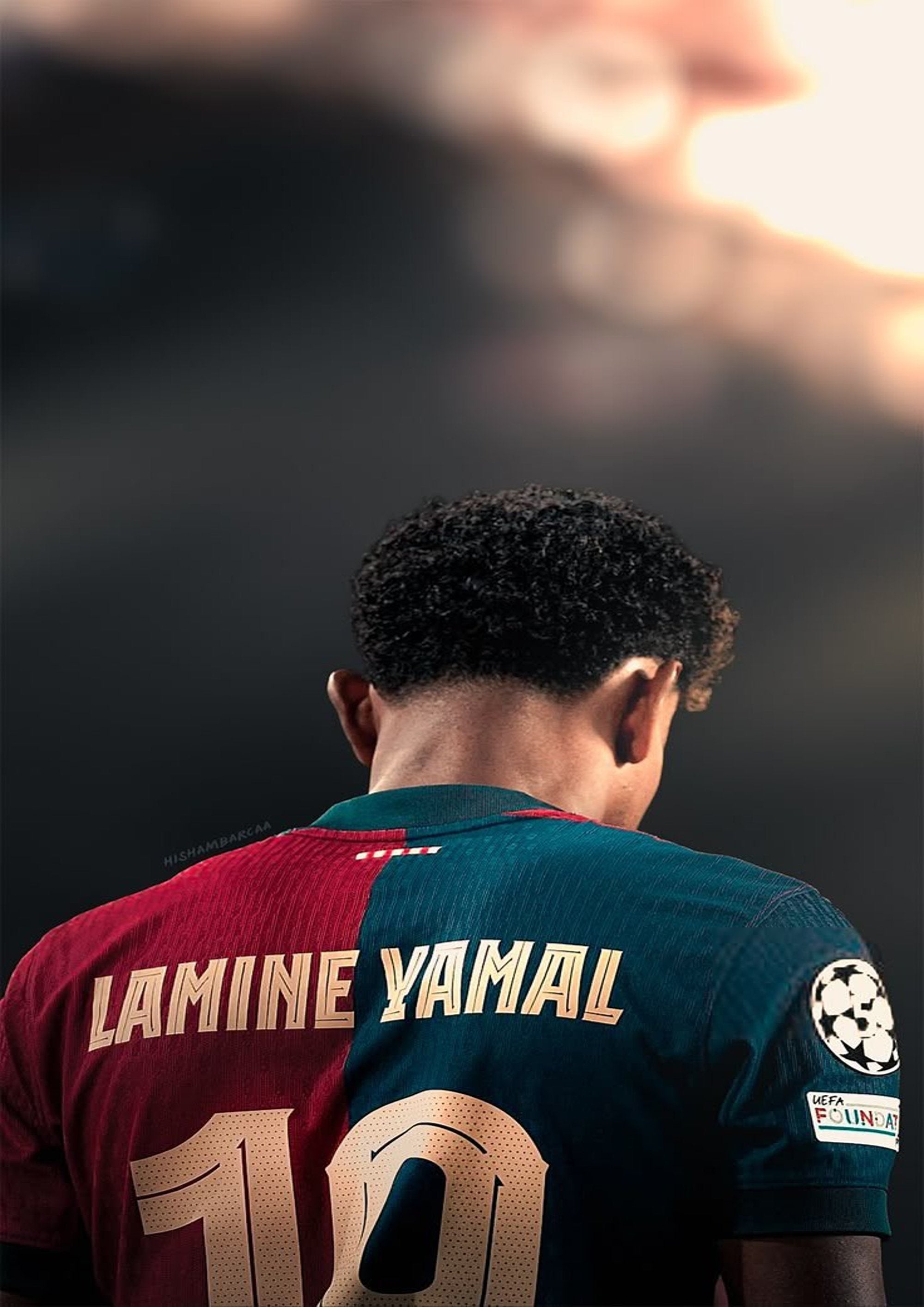 Lamine Yamal artwork featuring Barcelona sports team printed on MDF wall poster