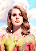 Lana Del Rey Floral artwork printed on MDF wall poster