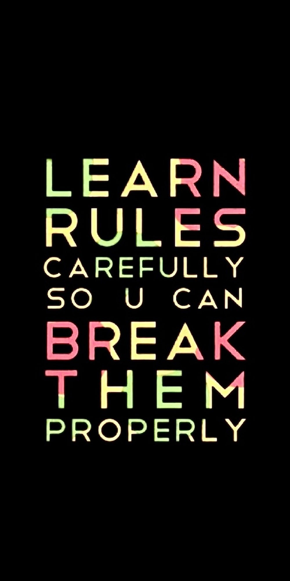 Learn rules carefully design displayed as a decorative wall sign