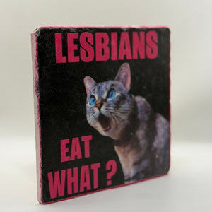 Lesbians Eat What Natural Travertine Stone Hotpad artwork