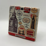 Tower of London landmark printed on square travertine stone coaster