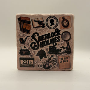 London Baker Street W1 Natural Travertine Stone Coaster artwork