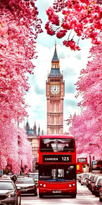 London Big Ben Pink Cherry Blossom design displayed as a decorative wall sign