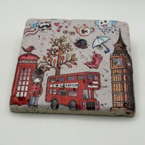 London Big Ben Pink Stone Coaster