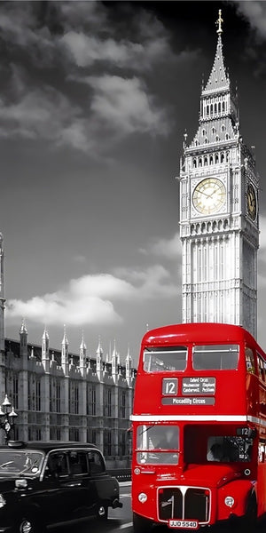 London Big Ben red bus design displayed as a decorative wall sign