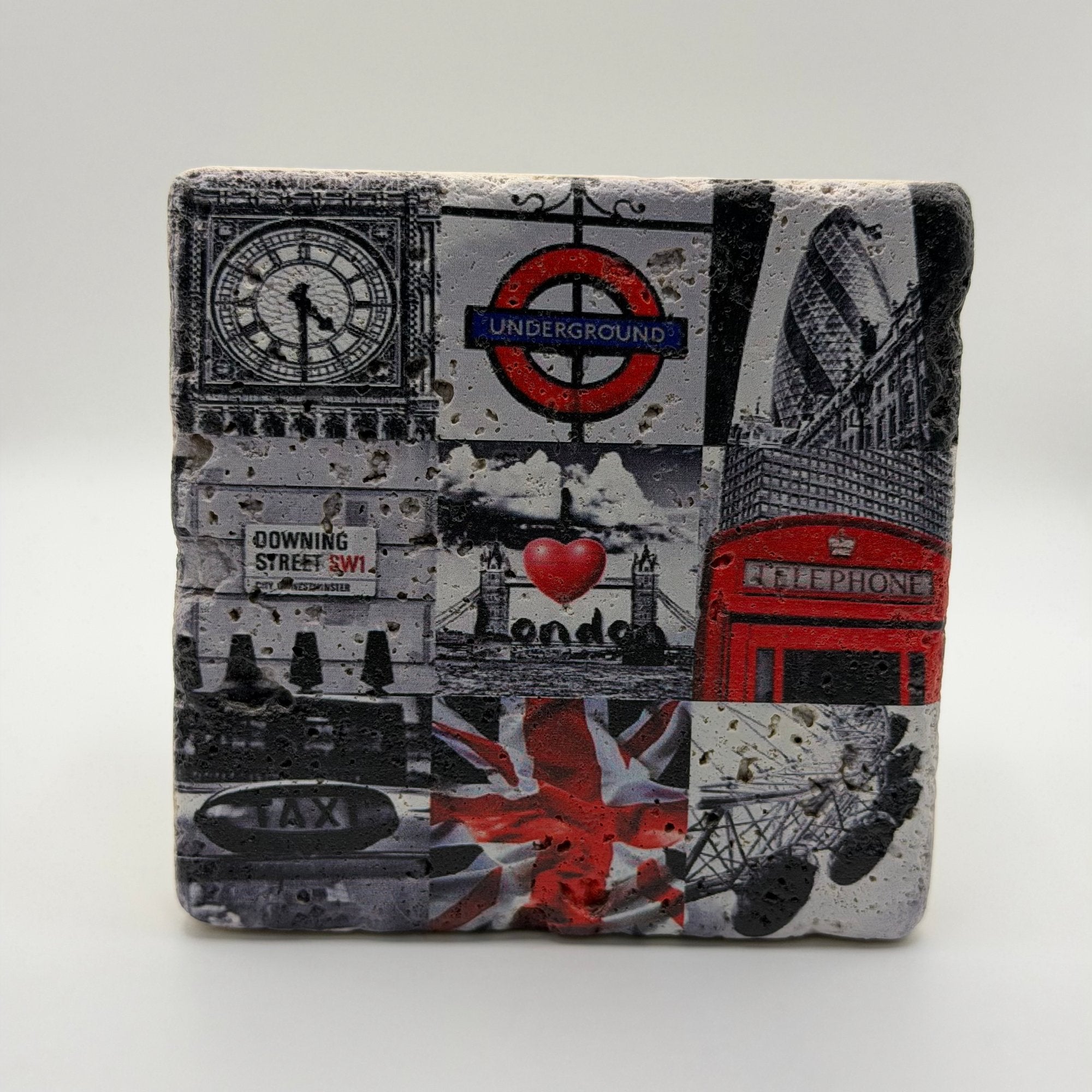 London Black and White Stone Coaster