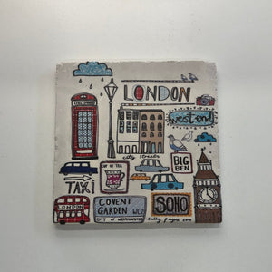 London Rain Natural Travertine Stone Hotpad artwork