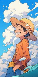 Luffy One Piece anime design displayed as a decorative MDF wall sign