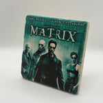 The Matrix movie artwork printed on square travertine stone coaster