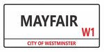 Mayfair London map design displayed as a decorative wall sign