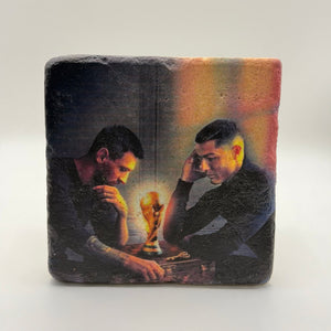 Messi vs Ronaldo Stone Coaster | Football Fandom Decor