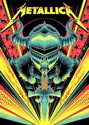 Metallica Neon artwork printed on MDF wall poster