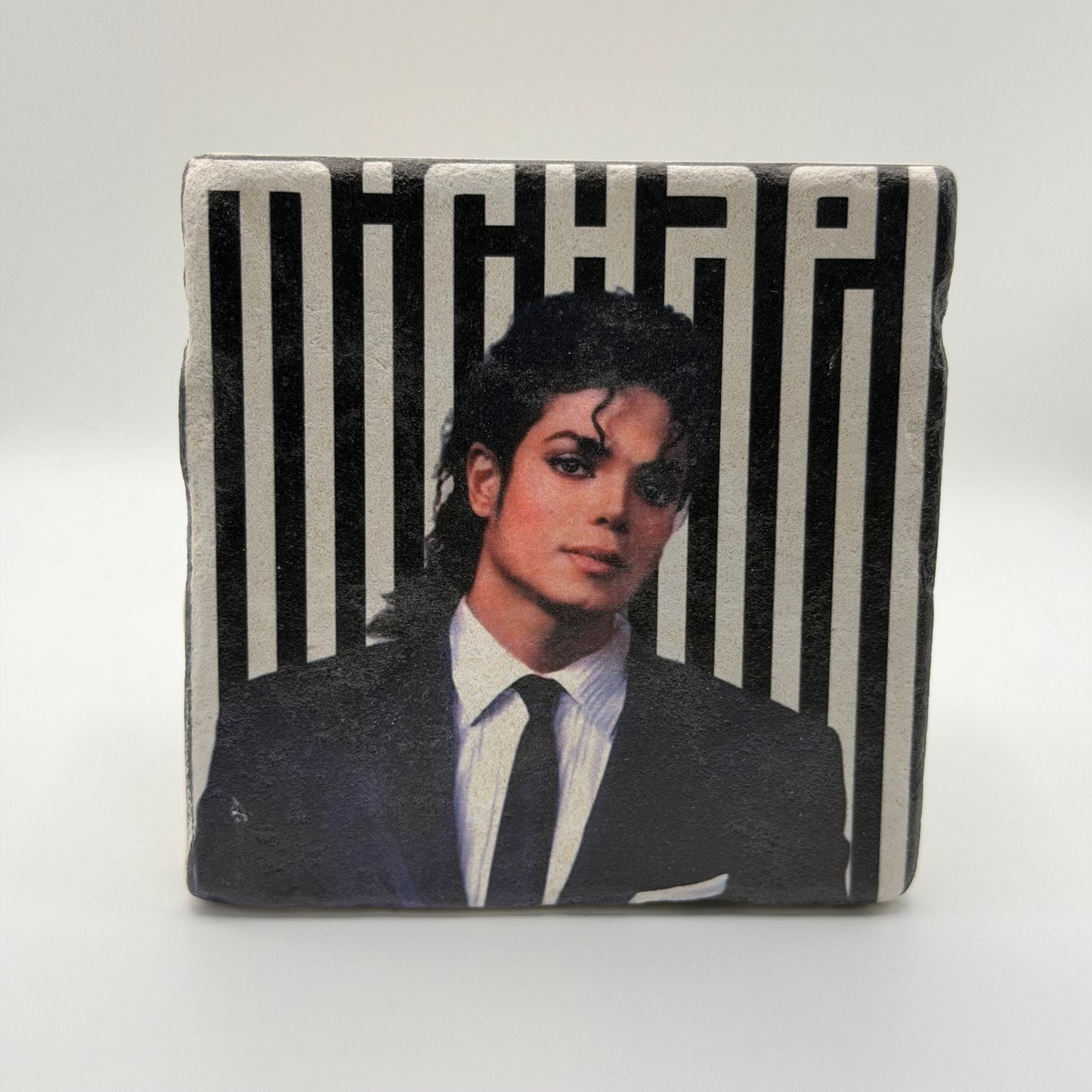 Michael Jackson artwork printed on square travertine stone coaster