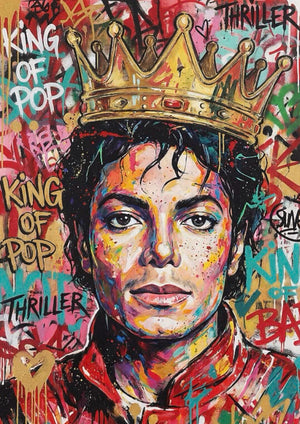 Michael Jackson King of Pop graffiti art printed on MDF wall poster
