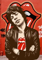 Mick Jagger and The Rolling Stones artwork printed on MDF wall poster