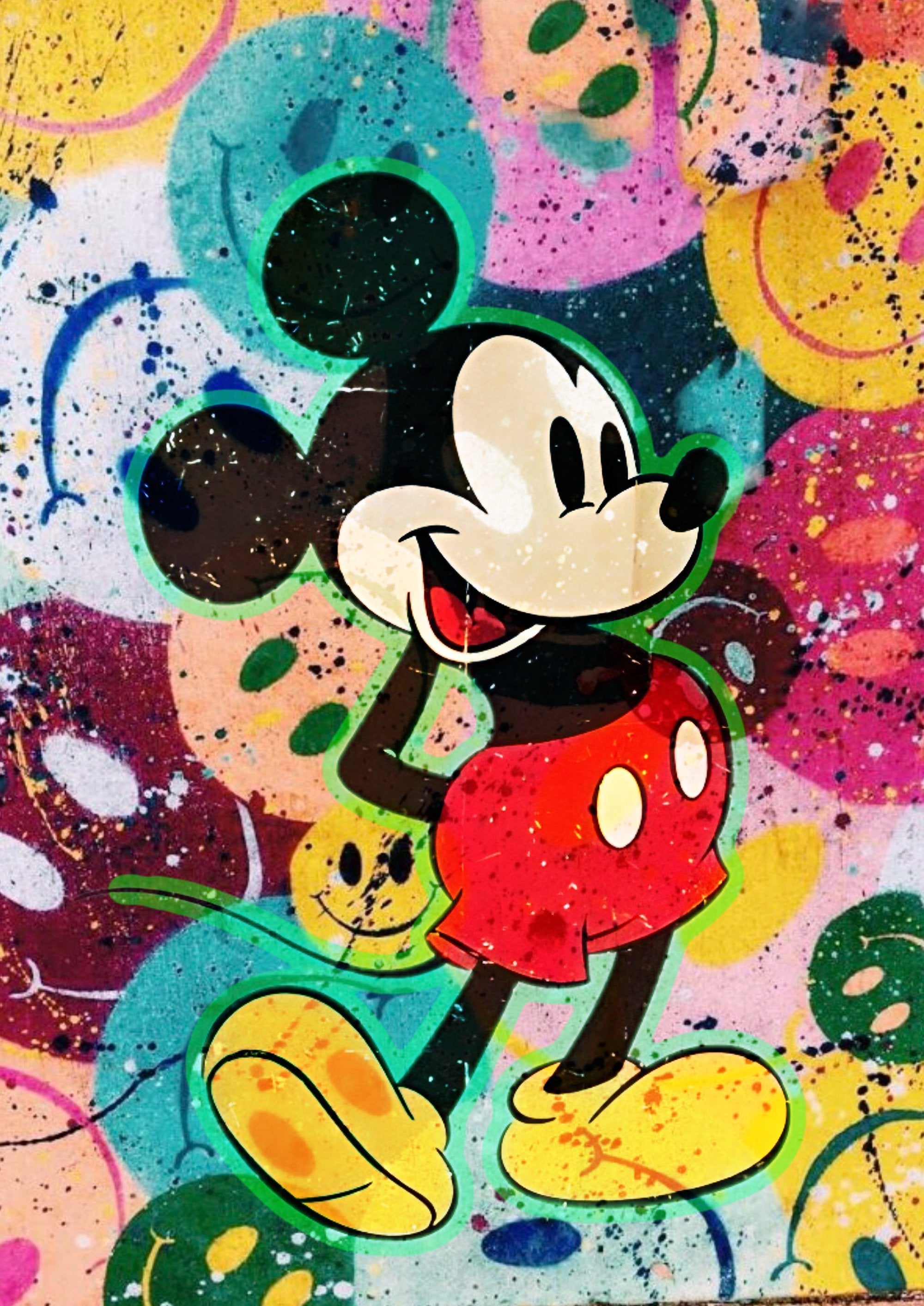 Mickey Mouse graffiti artwork printed on MDF wall poster