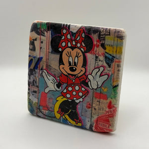 Minnie Mouse Finger Pop Art Stone Coaster