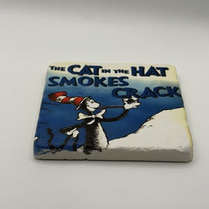 Mister Smokes Too Much Weed Natural Travertine Stone Coaster artwork