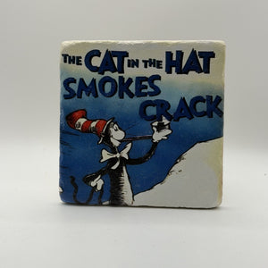 Mister Smokes Too Much Weed Natural Travertine Stone Coaster artwork