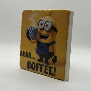Mocha Pot Yellow Natural Travertine Stone Coaster artwork