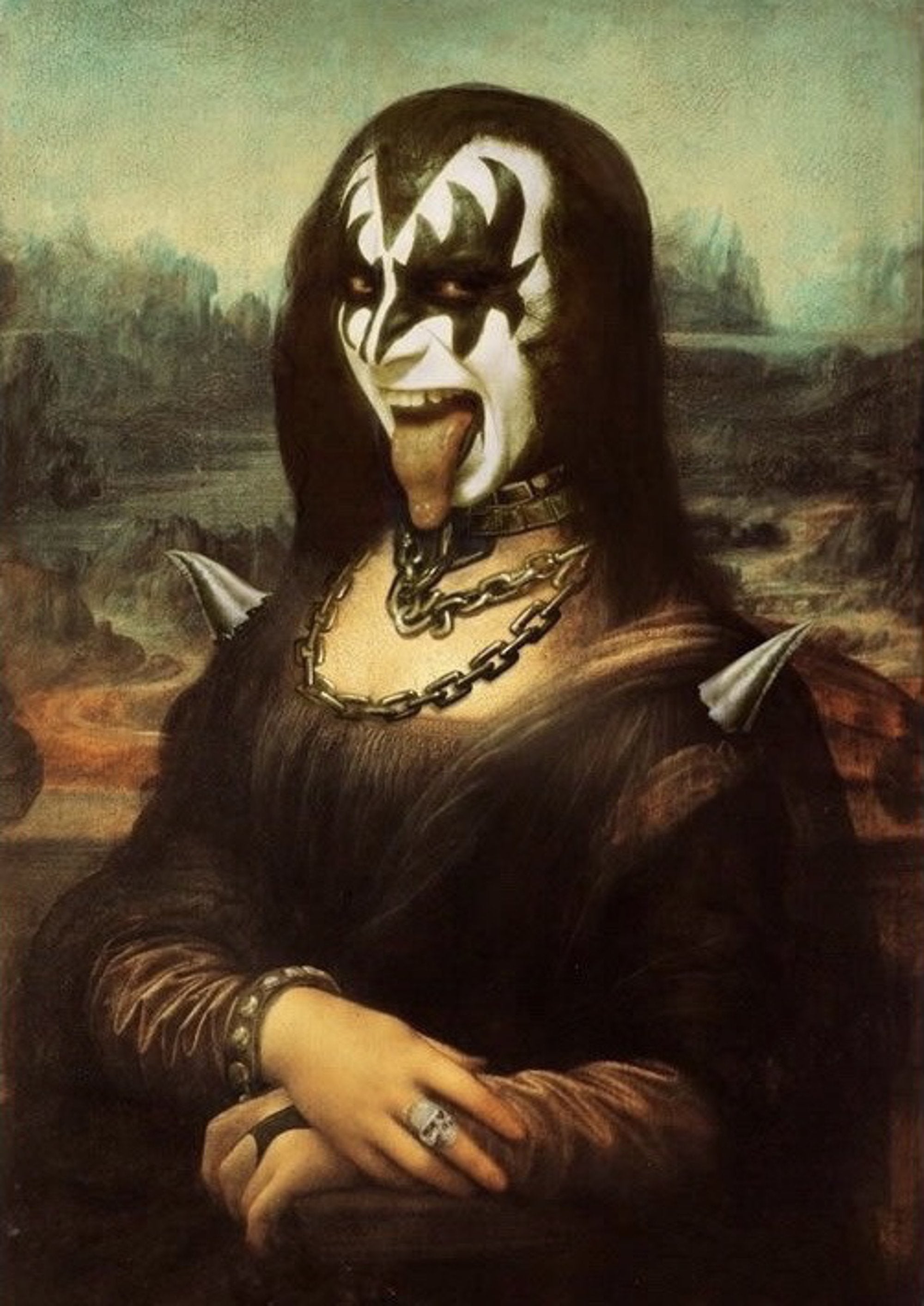 Mona Lisa Kiss Makeup artwork printed on MDF wall poster