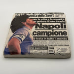 Napoli FC logo or artwork printed on square travertine stone coaster