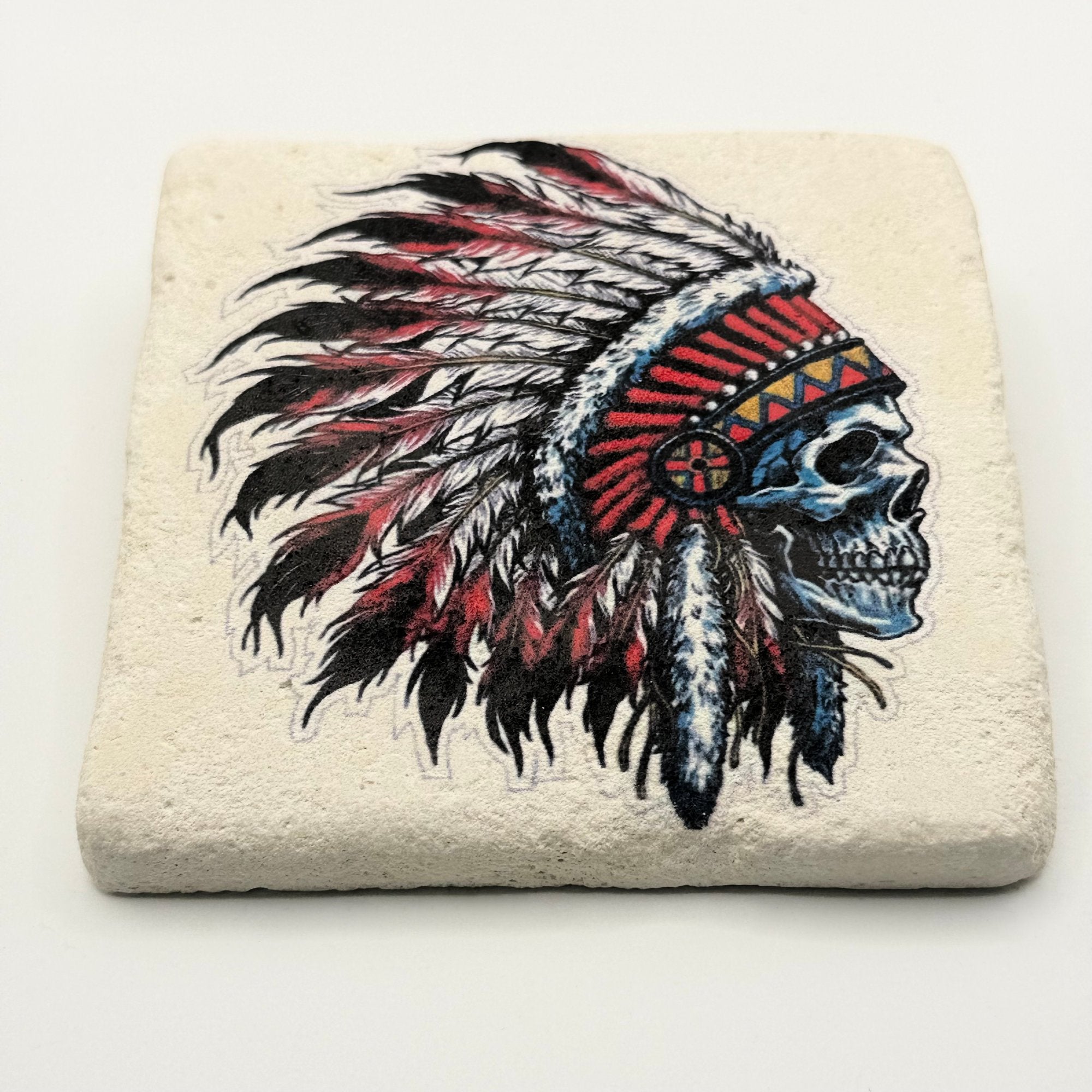 Native American Skull Stone Coaster
