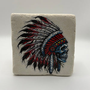 Native American Skull Stone Coaster