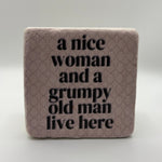 Funny slogan printed on square natural travertine stone coaster
