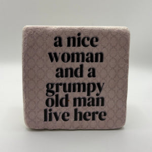Funny slogan printed on square natural travertine stone coaster