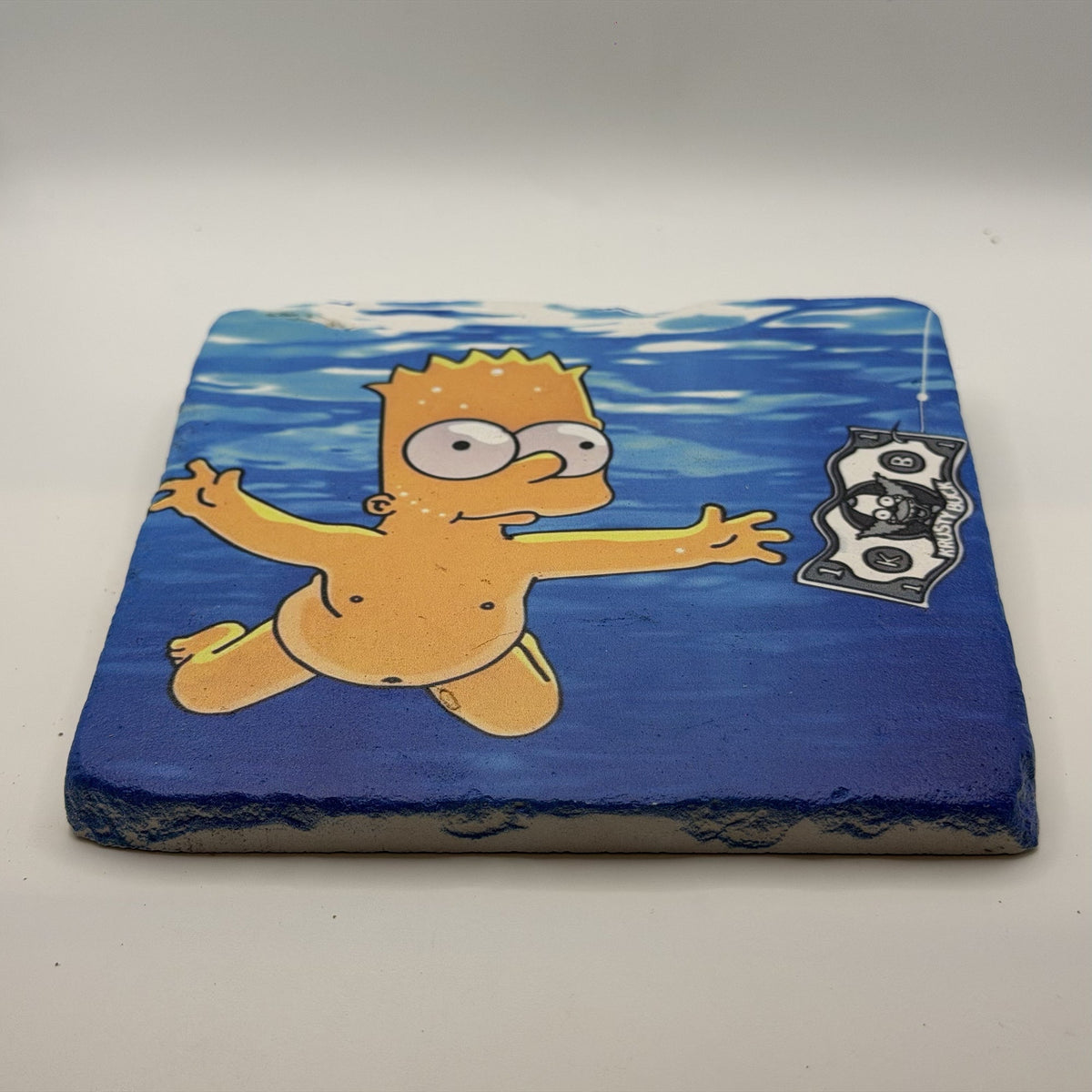 Nirvana Nevermind Bart Simpsons Natural Travertine Stone Hotpad 2
