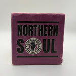 Northern Soul slogan printed on square travertine stone coaster