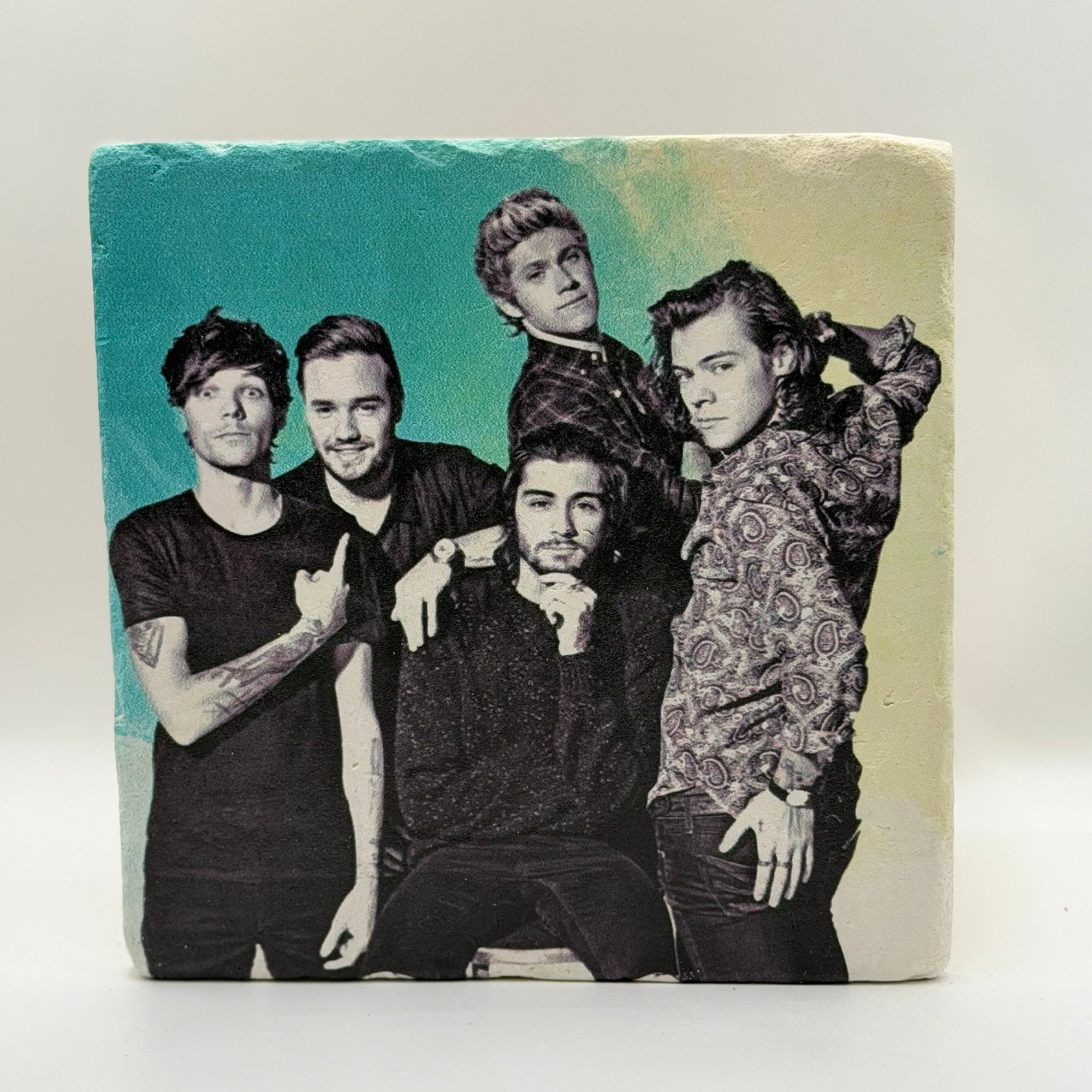 One Direction Green Natural Travertine Stone Hotpad artwork