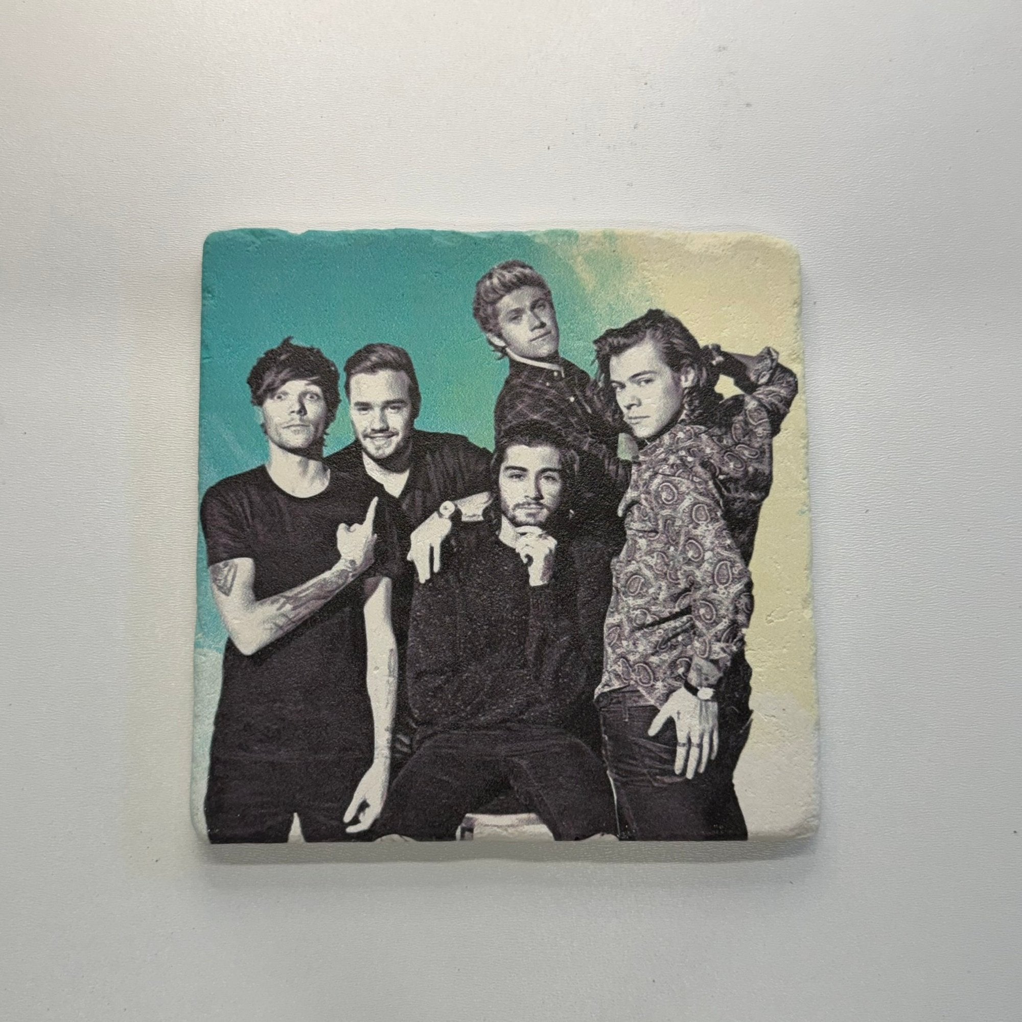 One Direction Green Natural Travertine Stone Hotpad artwork