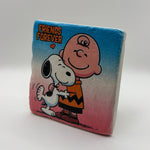 Snoopy artwork printed on square travertine stone coaster