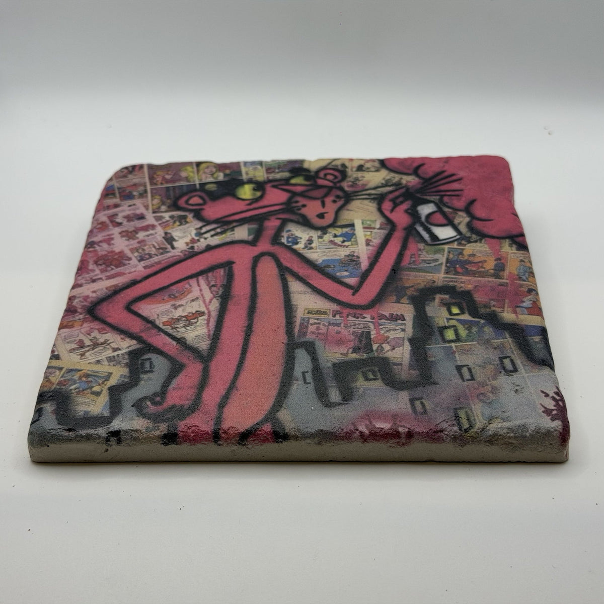 Pink Panther Spray Natural Travertine Stone Hotpad 2