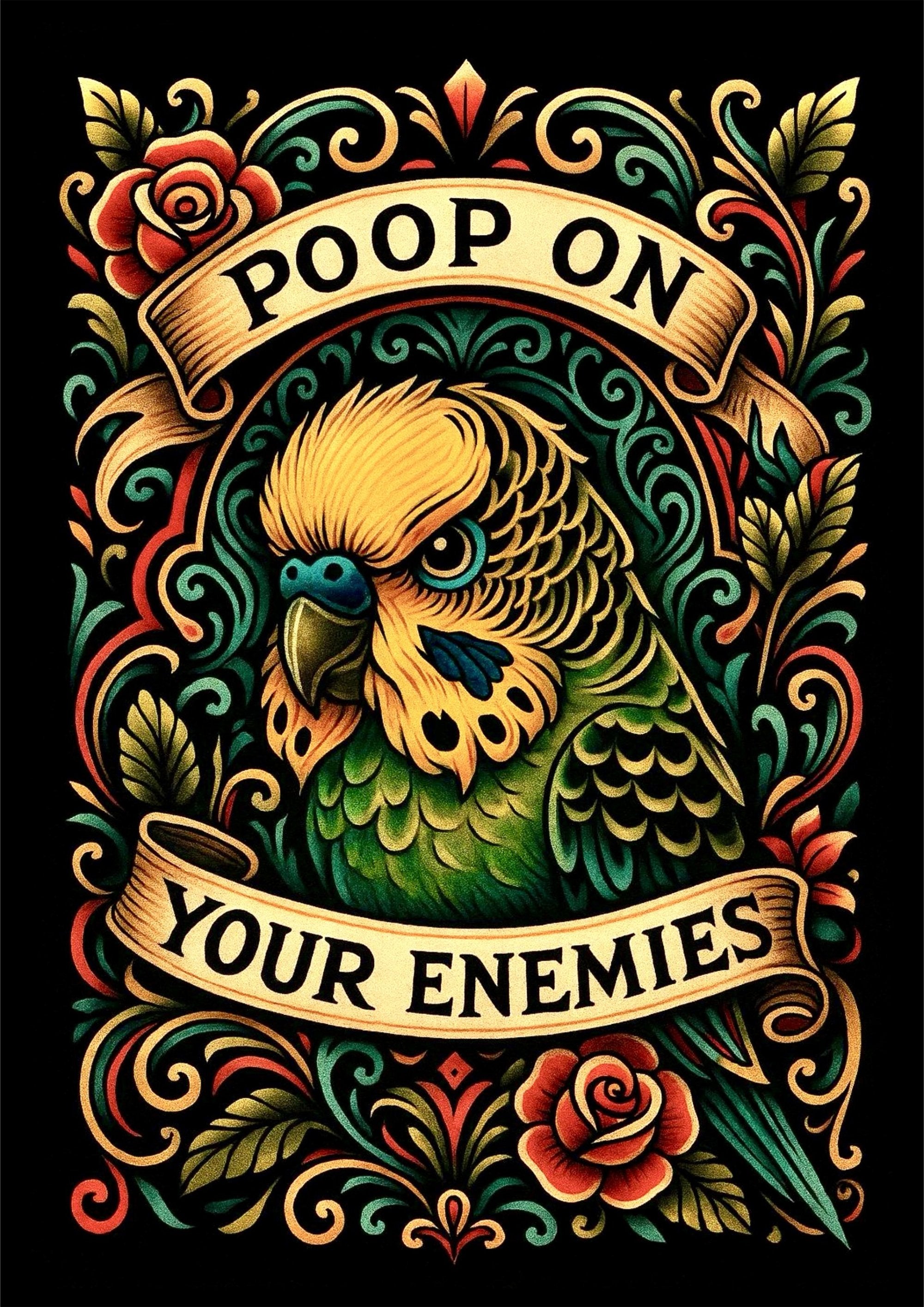 Funny Poop On Your Enemies artwork printed on MDF wall poster