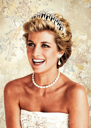 Princess Diana classic portrait artwork printed on MDF wall poster