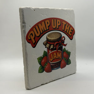 Pump Up The Jam Natural Travertine Stone Hotpad 3