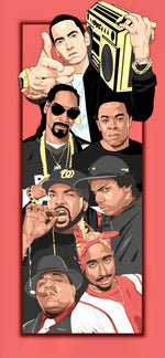 Rap Legends Tupac Eminem Snoop Dogg design displayed as a decorative wall sign