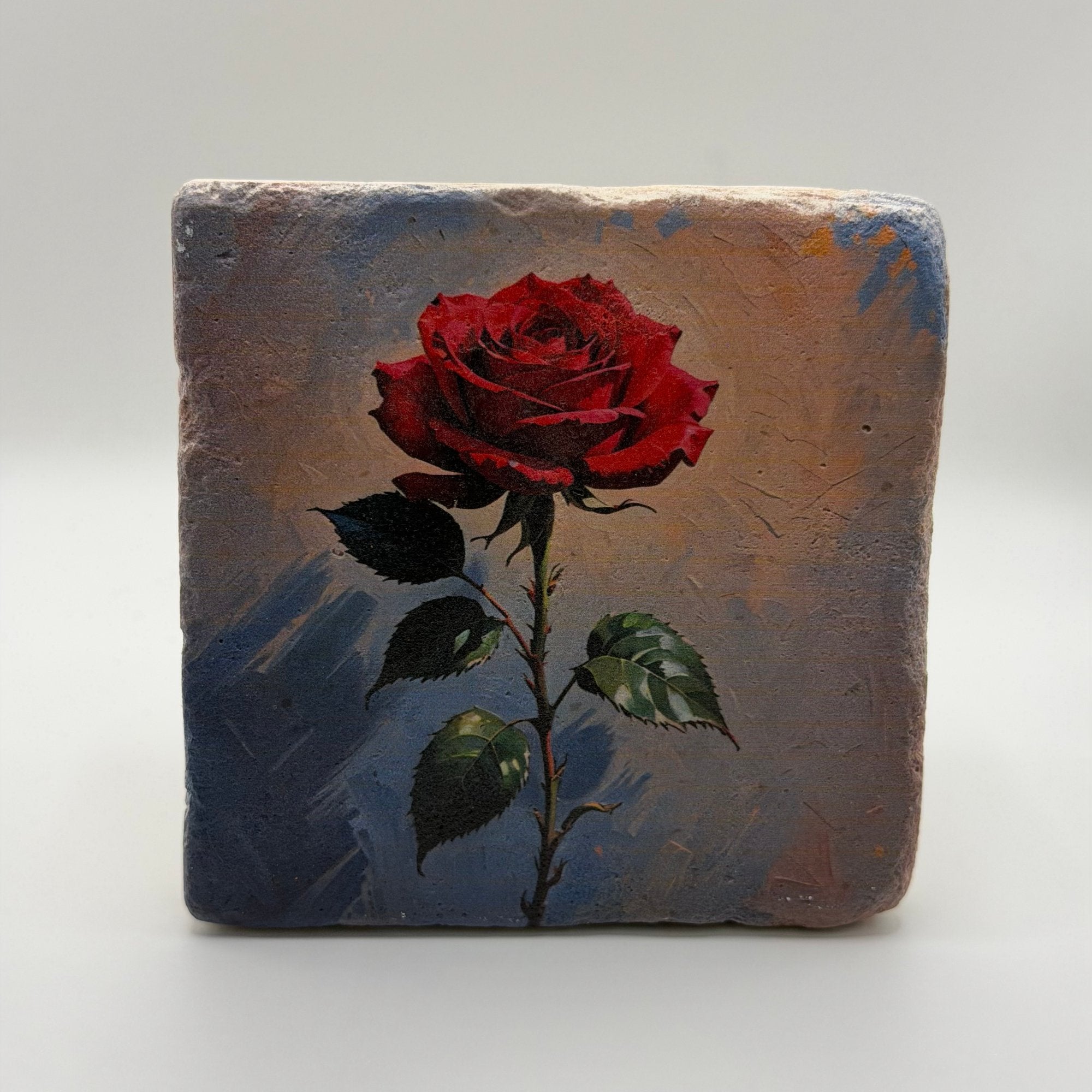 Vintage Red Rose Stone Coaster