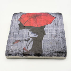 Red Umbrella Stone Coaster