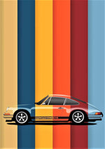 Retro Porsche striped slogan artwork printed on MDF wall poster