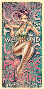 Rihanna We Found Love design displayed as a decorative wall sign for music enthusiasts