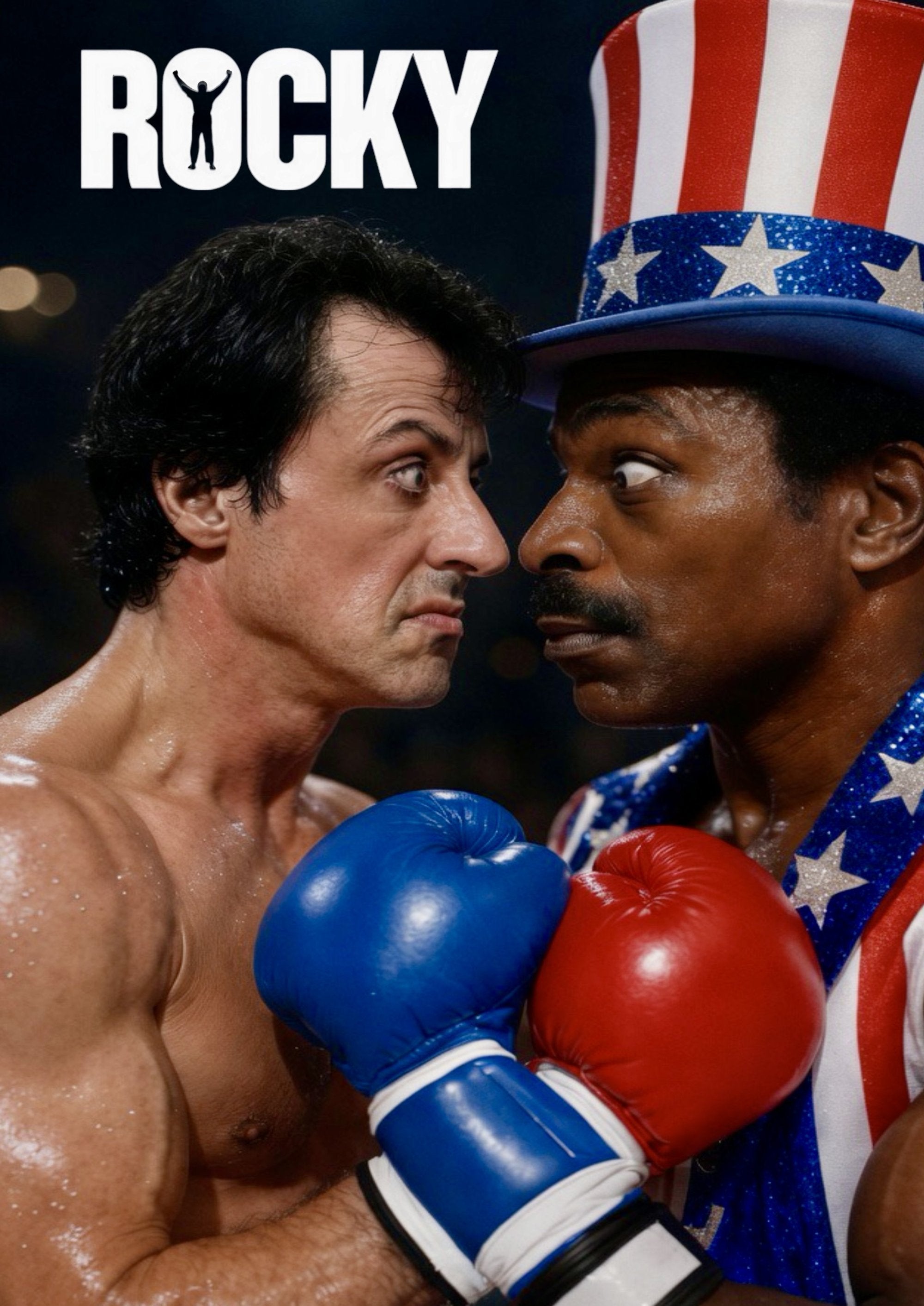 Rocky vs Apollo Creed artwork printed on MDF wall poster