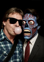 Roddy Piper as 'Rowdy' Roddy Piper and a chewing gum alien from the movie They Live printed on MDF wall poster