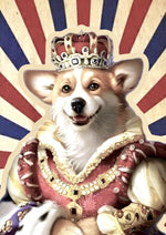 Royal Corgi Queen costume artwork printed on MDF wall poster