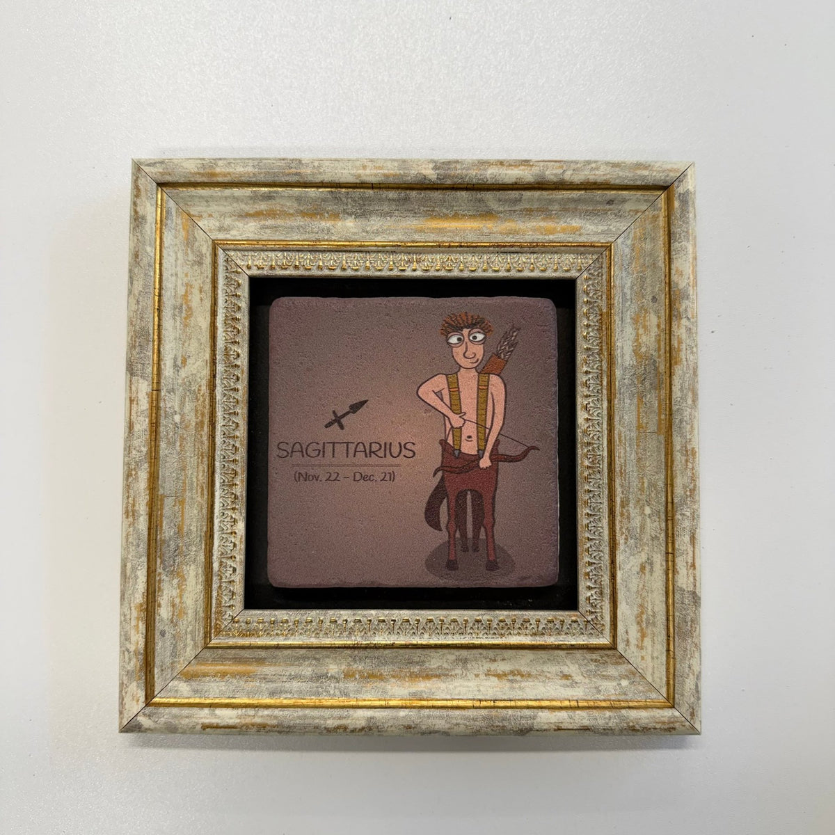 Variant Mapping v4 | sagittarius-natural-travertine-stone-coaster | with Gold Frame | sha256:06659515a836