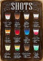 Cocktail recipes design displayed as a decorative chalkboard MDF wall sign